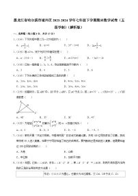 黑龙江省哈尔滨市道外区2023-2024学年七年级下学期期末 数学试卷（五四学制）（含解析）