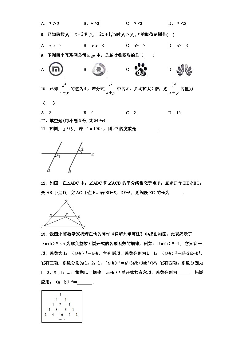 連云港市重點(diǎn)中學(xué)2023年數(shù)學(xué)八年級(jí)第一學(xué)期期末統(tǒng)考試題【含解析】第2頁(yè)