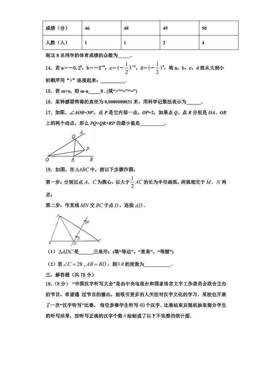 遼寧省葫蘆島市高橋中學(xué)2023-2024學(xué)年八年級數(shù)學(xué)第一學(xué)期期末學(xué)業(yè)質(zhì)量監(jiān)測試題【含解析】第3頁
