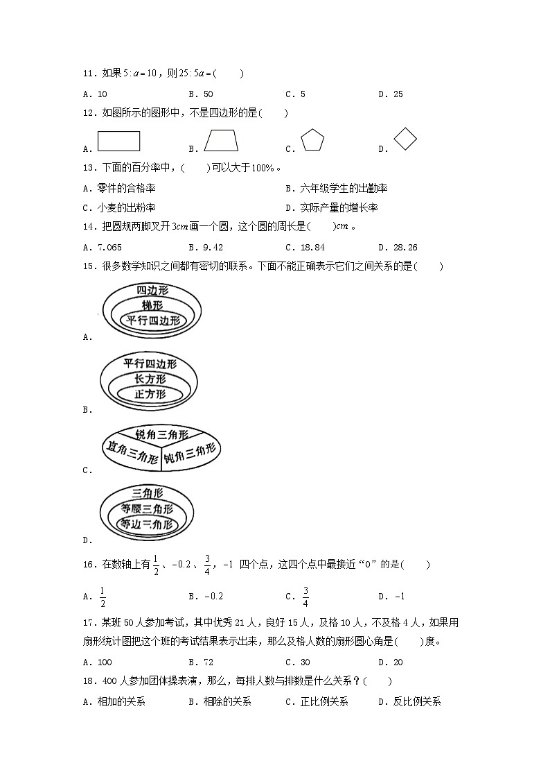(小升初分班考试)浙江省2024年小升初数学(新初一)重点名校入学分班考试质量调研卷(A4版)(人教版)第2页