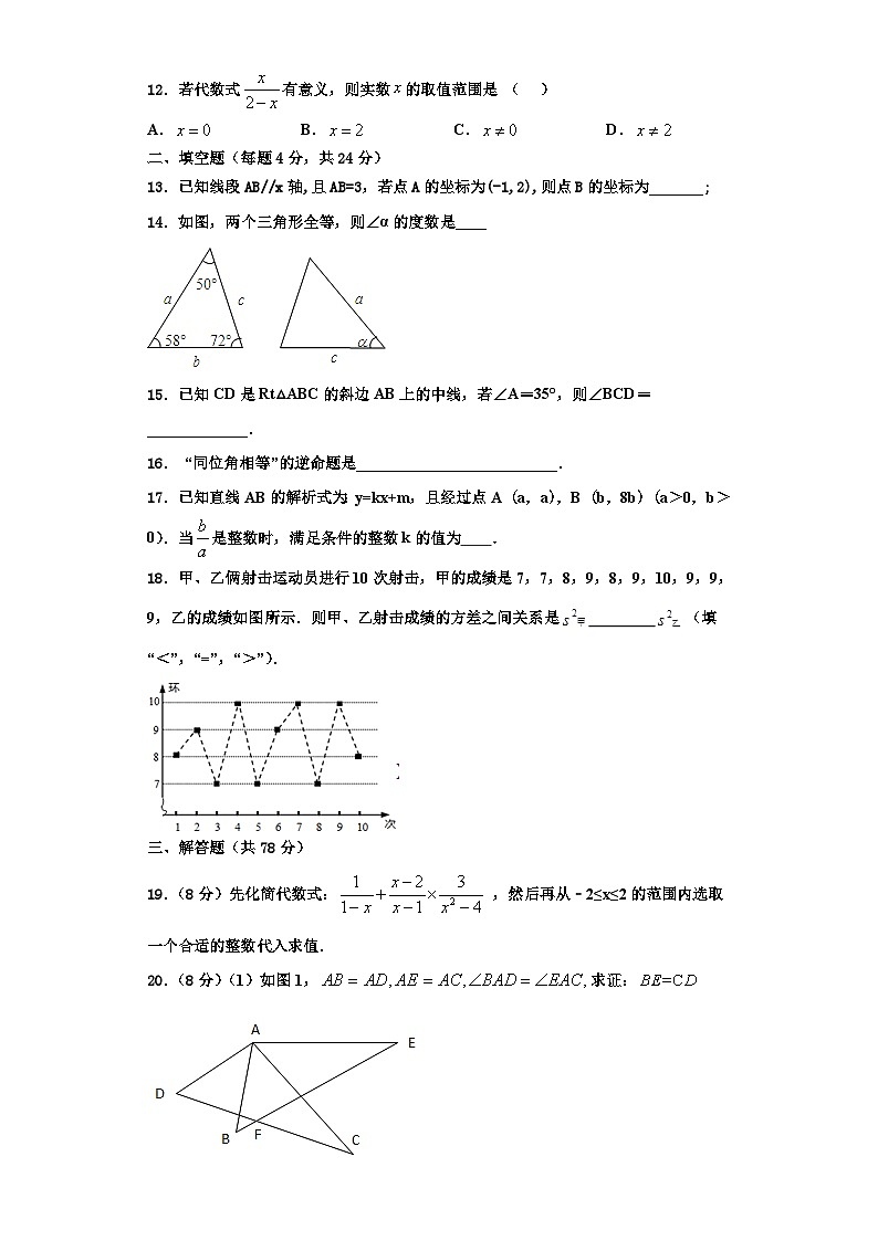 重庆市璧山区青杠初级中学2023年数学八上期末考试试题【含解析】第3页