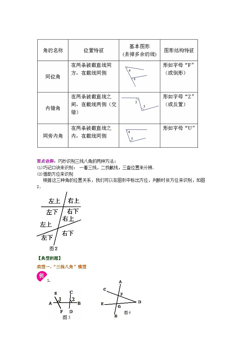 同位角、内错角、同旁内角(不分层)知识讲解02