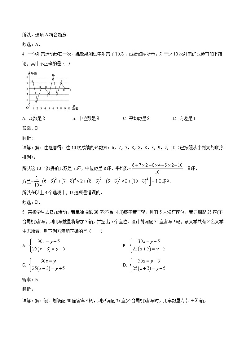 四川省绵阳市游仙区2024届九年级下学期中考三模数学试卷(含解析)第2页