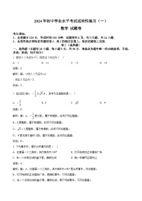 浙江省嘉兴市2024届九年级下学期中考一模数学试卷(含解析)