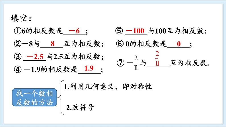 1.2.2 相反数 课件 2024-2025学年湘教版七年级数学上册第8页