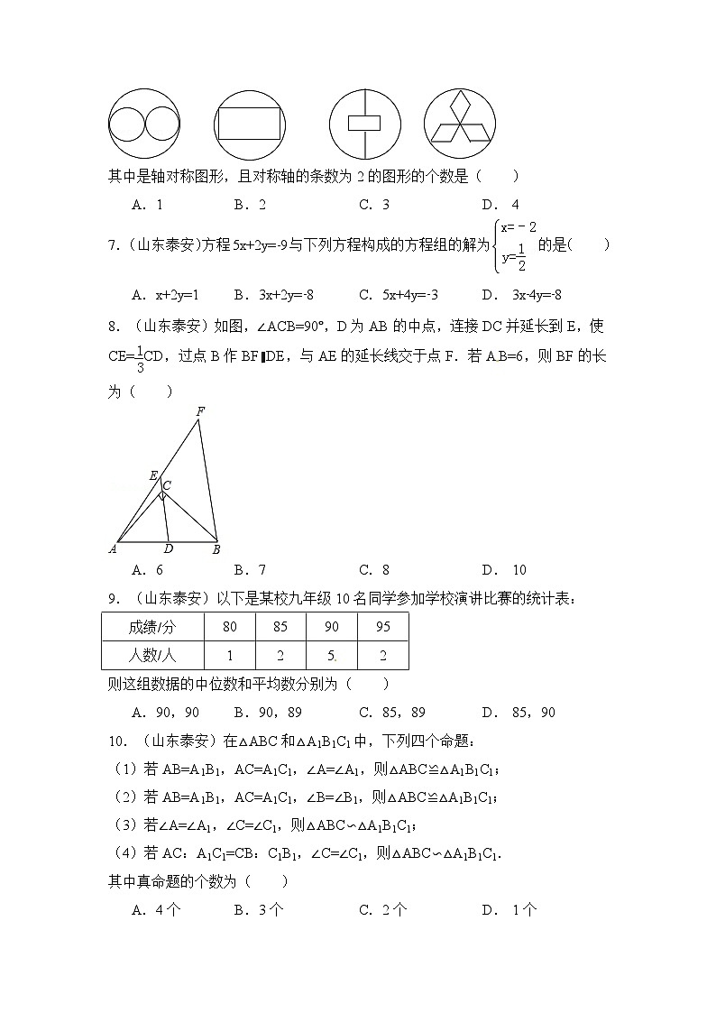 山东省泰安市中考数学试卷(含解析版)第2页