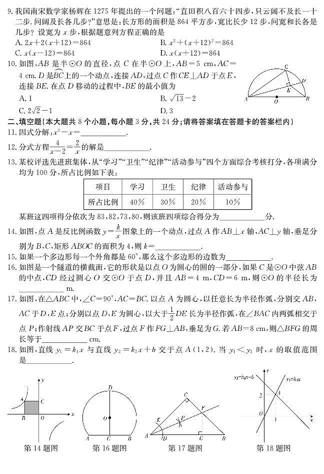 湖南省衡阳市衡阳县2024届九年级下学期初中学业水平模拟考试数学试卷(含答案)第2页