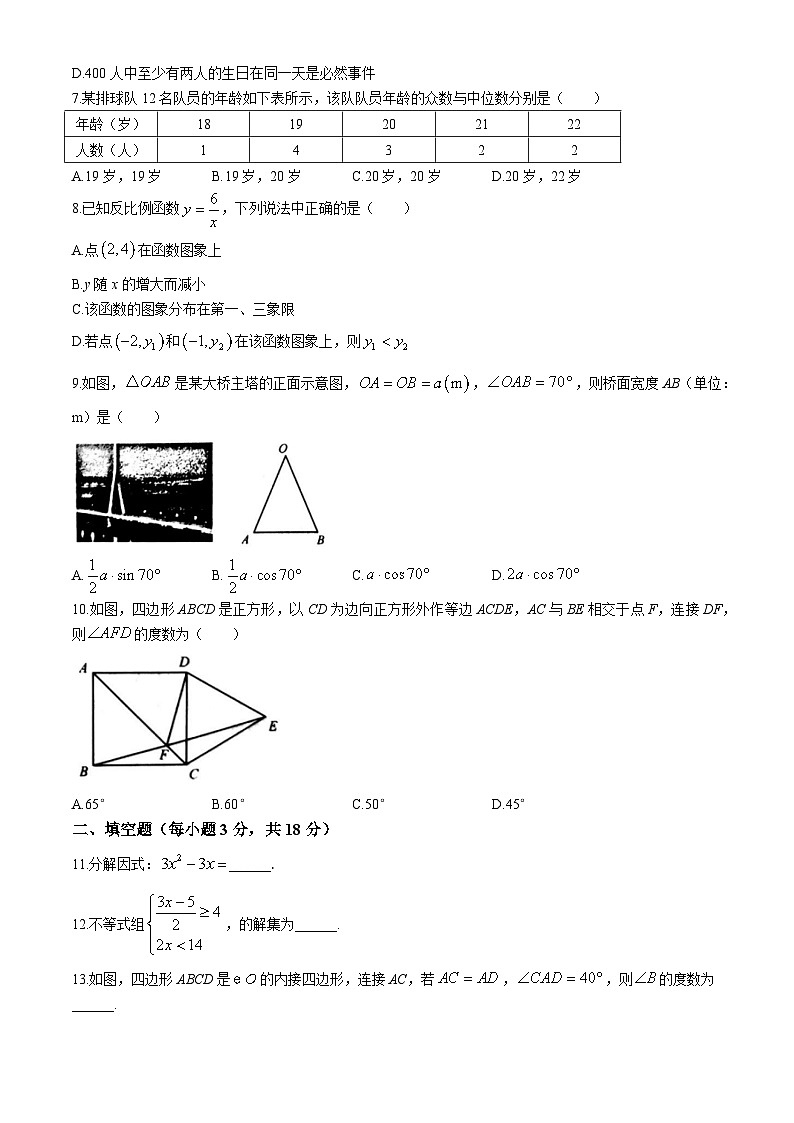 2023年辽宁省沈阳市初中学业水平考试模拟数学试题(二模)02