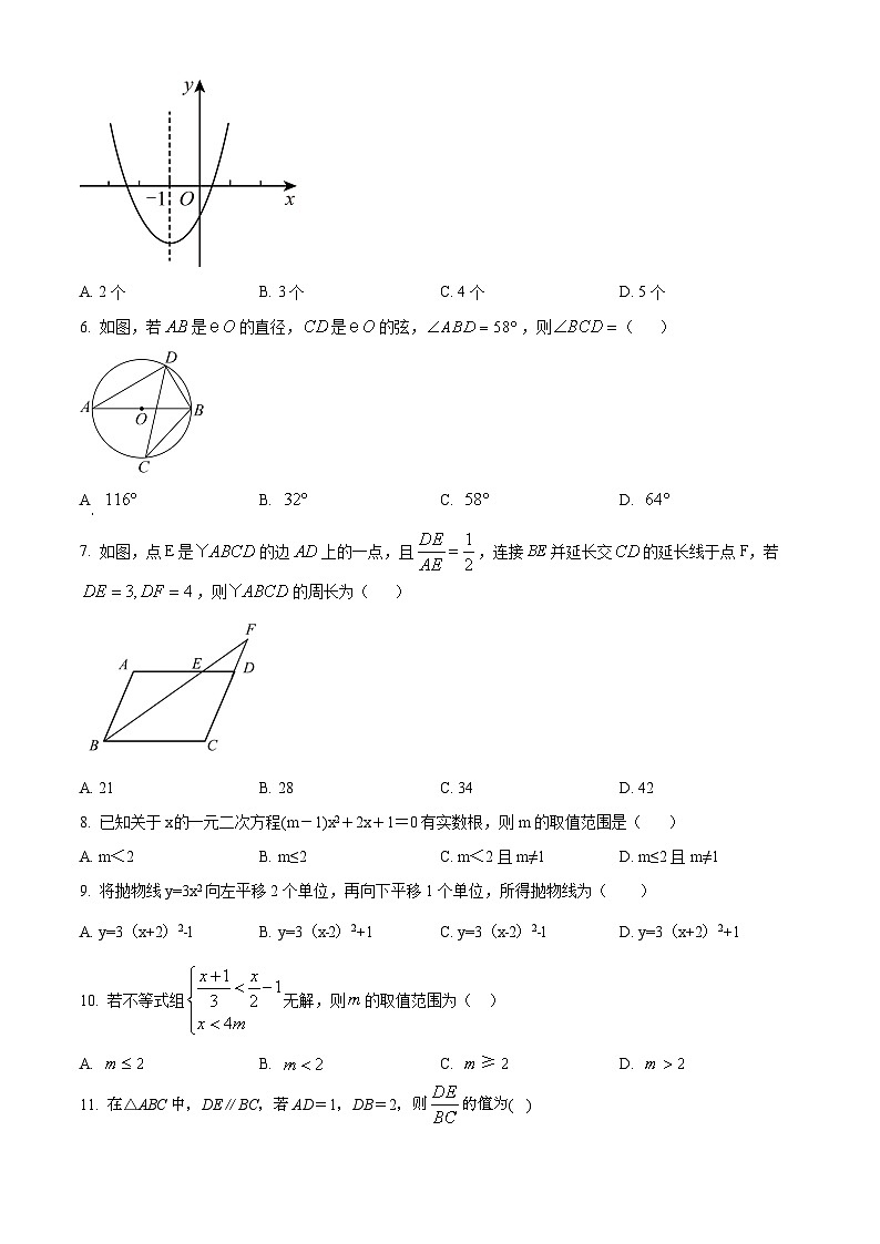 山东省聊城市阳谷县第二实验中学2023-2024学年九年级下学期开学数学试题(原卷版+解析版)02