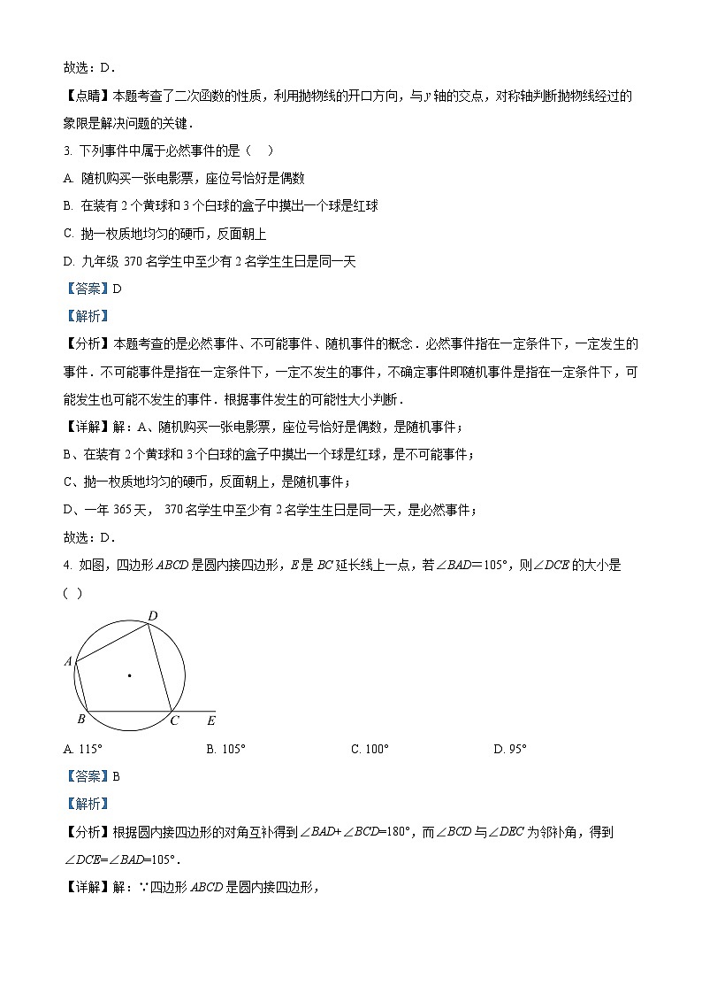 辽宁省大连市2023-2024学年下学期九年级学期初调研数学试题(解析版)第2页