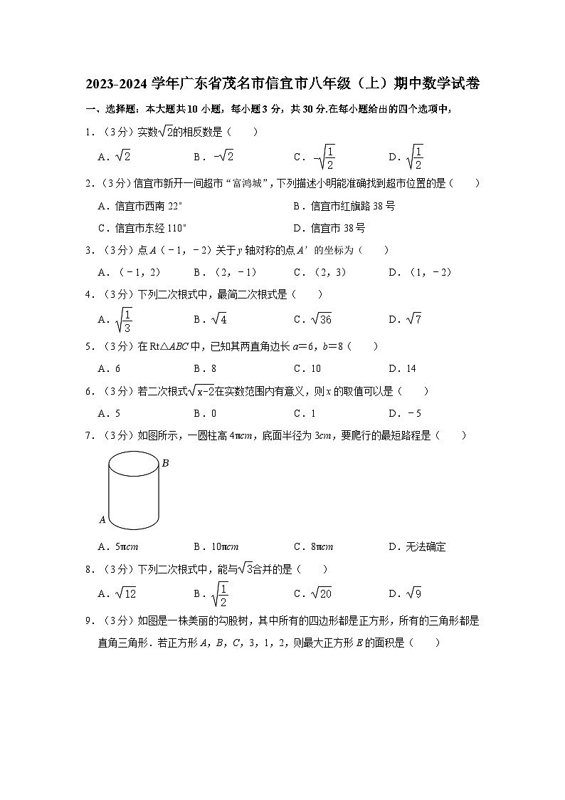 2023-2024学年广东省茂名市信宜市八年级(上)期中数学试卷第1页