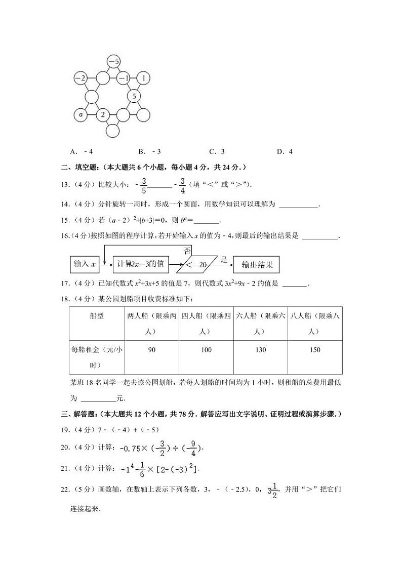 2023-2024学年山东省济南市高新区七年级(上)期中数学试卷第3页