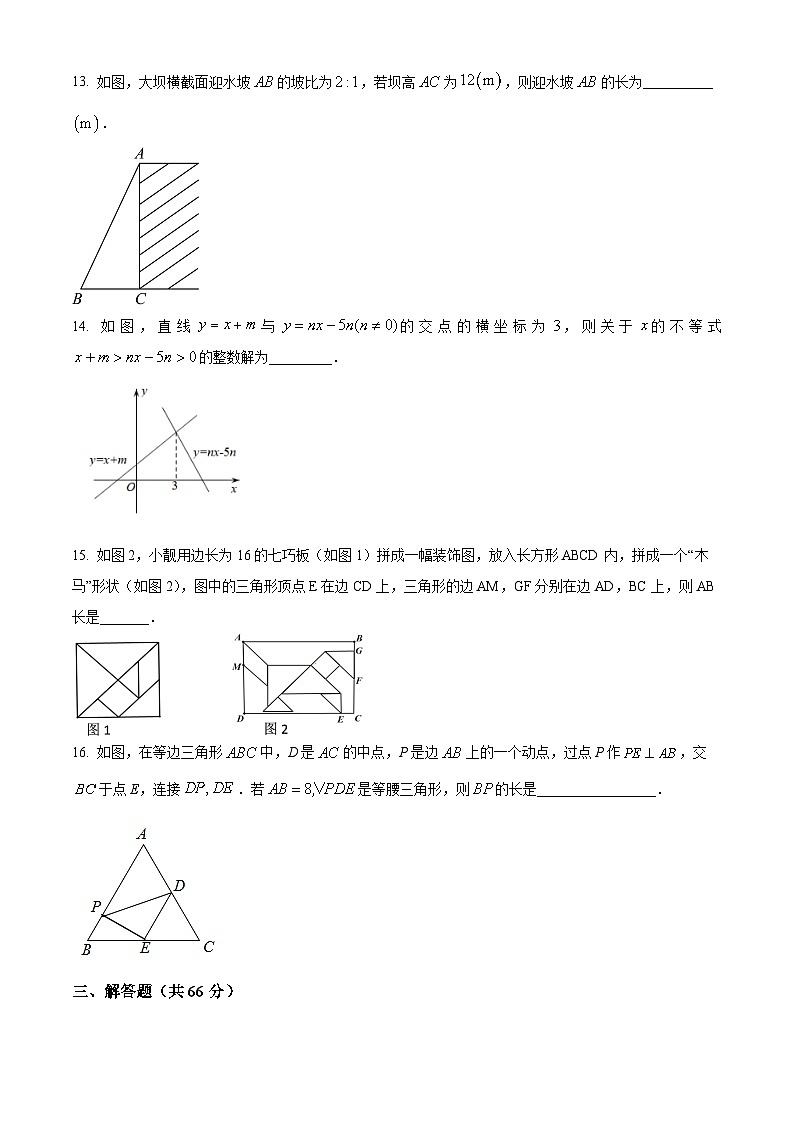 浙江省金华市第五中学2023-2024学年八年级下学期 开学考试数学试题(原卷版)03