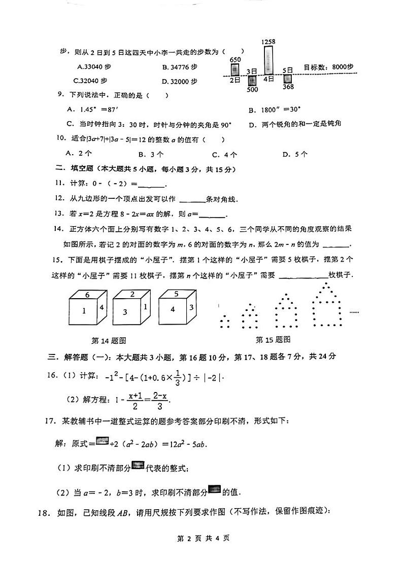 广东省佛山市南海区华光中学联考2023—2024学年上学期第12月月考七年级数学(PDF版无答案)第2页