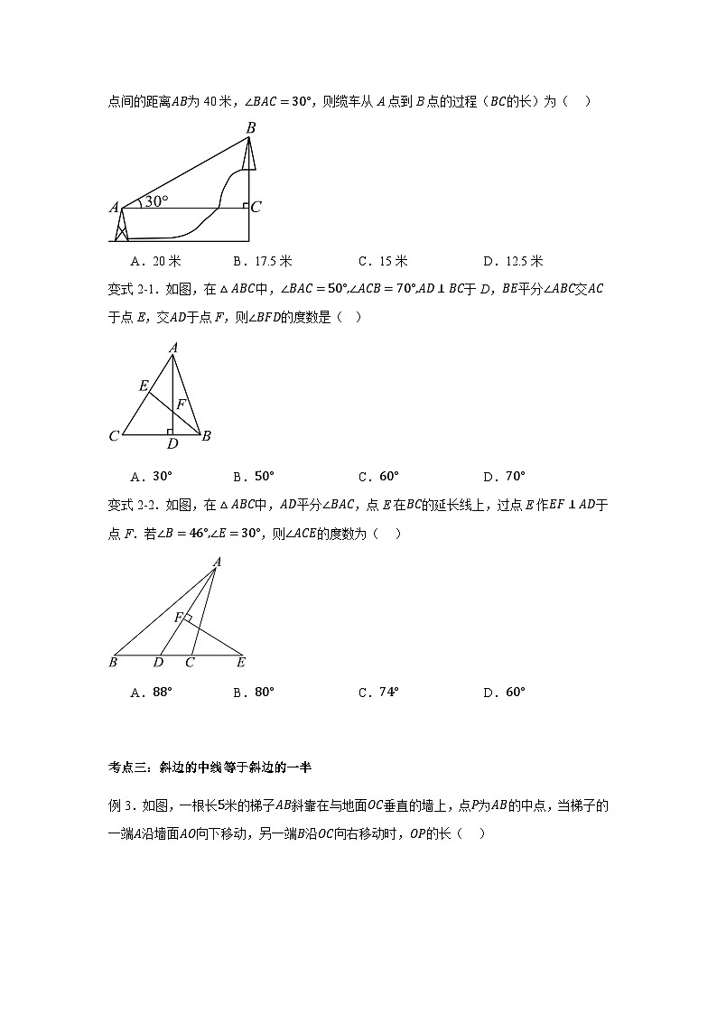 浙教版初中数学八年级上册直角三角形与直角三角形全等的判定专项考点训练第2页