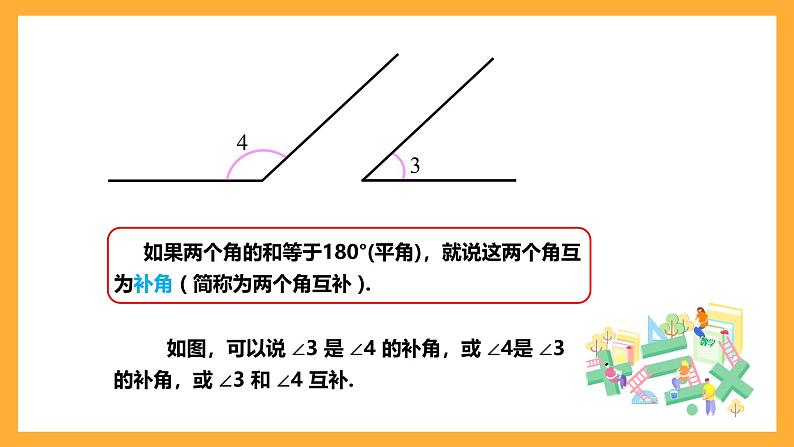华师大版数学七上 4.6.3《余角和补角》课件第6页