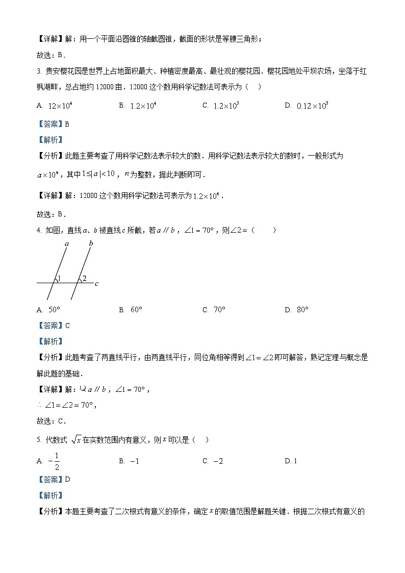 2024年贵州省贵阳市贵安新区九年级中考一模数学试题(解析版)02