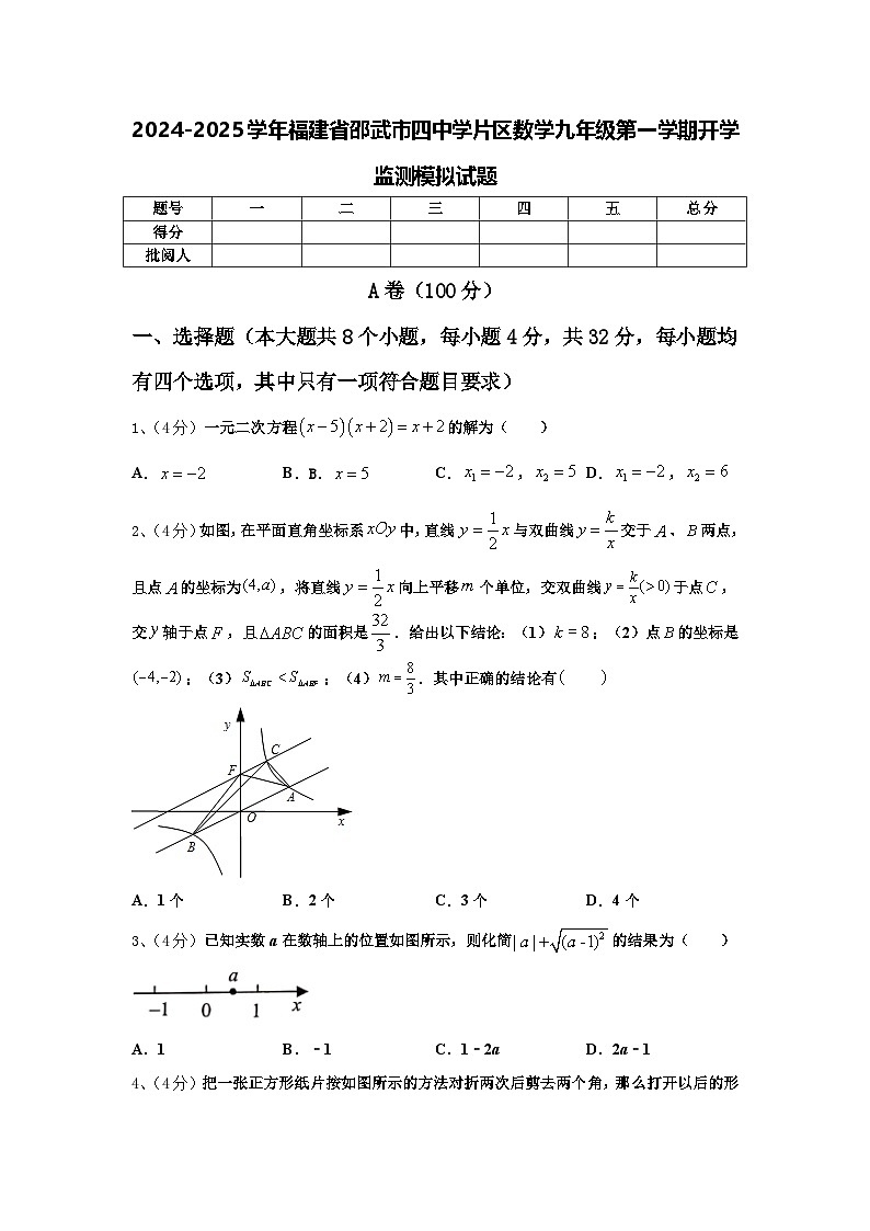 2024-2025学年福建省邵武市四中学片区数学九年级第一学期开学监测模拟试题【含答案】第1页