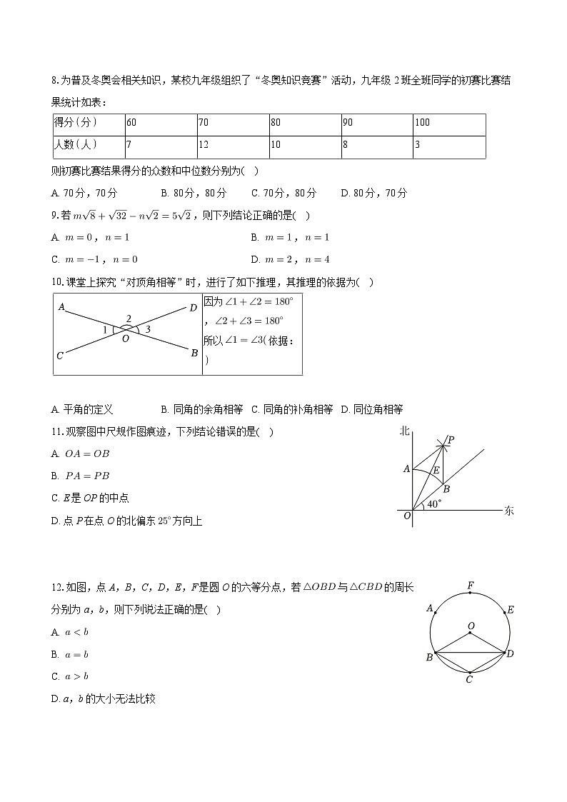 2024年河北省沧州市献县中考数学模拟试卷+第2页
