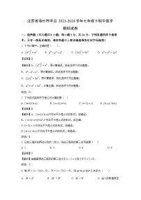 [数学][期中]江苏省徐州市丰县2023-2024学年七年级下学期期中模拟试题(解析版)