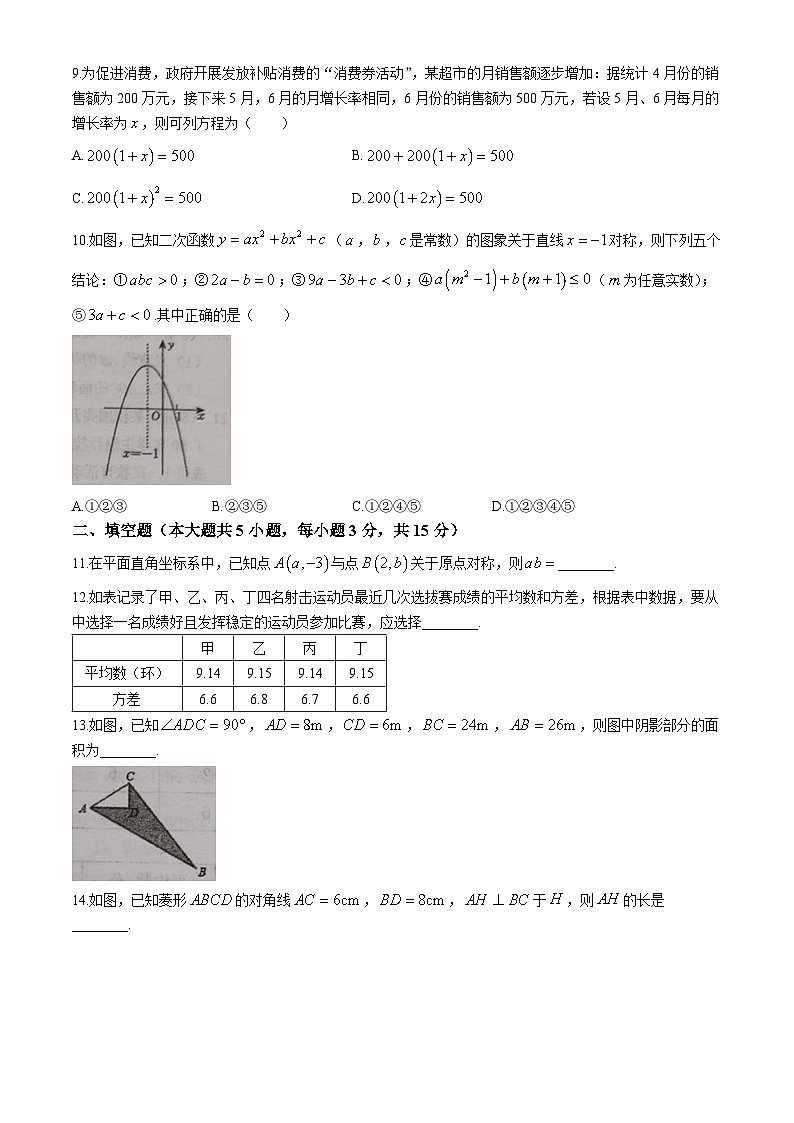 湖北省黄石市黄石港区黄石市第十五中学2024-2025学年九年级上学期开学数学试题(无答案)第2页