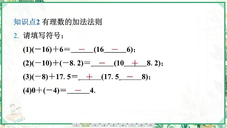 人教版2024-2025学年七年级数学上册2.1 2.1.1 有理数的加法 第1课时 有理数的加法法则(学案课件)第6页