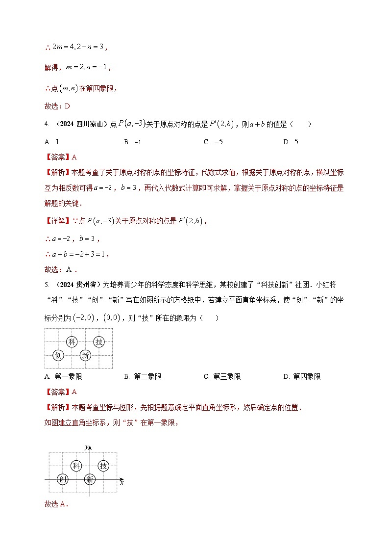 专题07 平面直角坐标系-【真题汇编】2024年中考数学真题专题分类汇编练习(原卷版+解析版)02