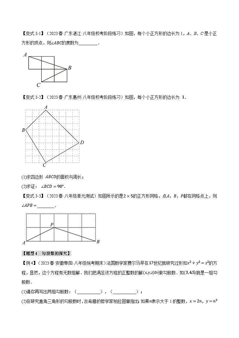 北师大版八年级数学上册专题1.2勾股定理的逆定理【八大题型】同步练习(学生版+解析)第3页