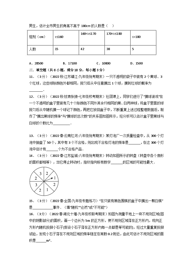北师大版七年级数学下册举一反三系列6.2概率初步章末题型过关卷(北师大版)同步学案(学生版+解析)第3页
