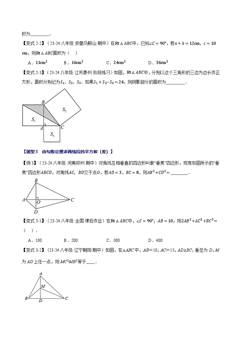 北师大版2024-2025学年九年级数学上册强化提分系列专题1.1探索勾股定理【十大题型】学案(学生版+解析)第3页