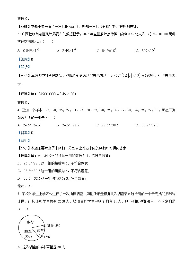 广西南宁市西乡塘区明天学校2024-2025学年八年级上学期开学考数学试题(解析版)第2页