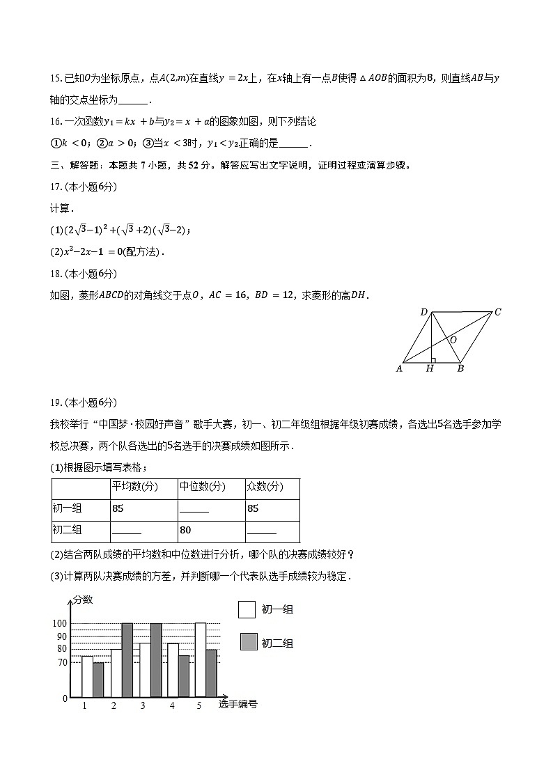 2024-2025學(xué)年內(nèi)蒙古呼和浩特市武川三中九年級(jí)（上）開學(xué)數(shù)學(xué)試卷（含詳解）第3頁(yè)