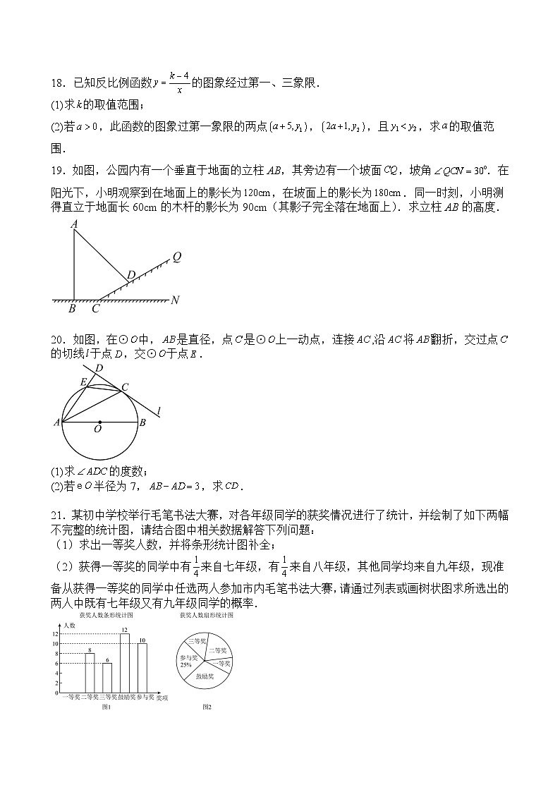 安徽省阜阳市实验中学2024届九年级下学期周考数学试卷(含答案)03
