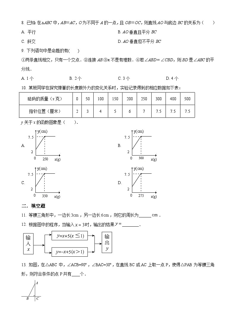 安徽省淮南市寿县中学2022-2023学年八年级上学期期末质量调研数学试卷(含答案,沪科版)02