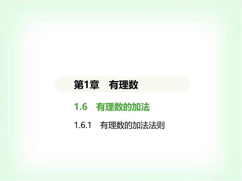 华东师大版七年级数学上册第1章有理数1.6.1有理数的加法法则课件第1页