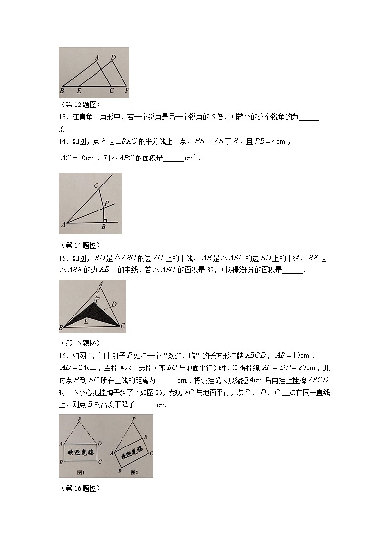 浙江省金华市义乌市七校联考2023-2024学年八年级上学期11月期中考试数学试卷(含答案)第3页