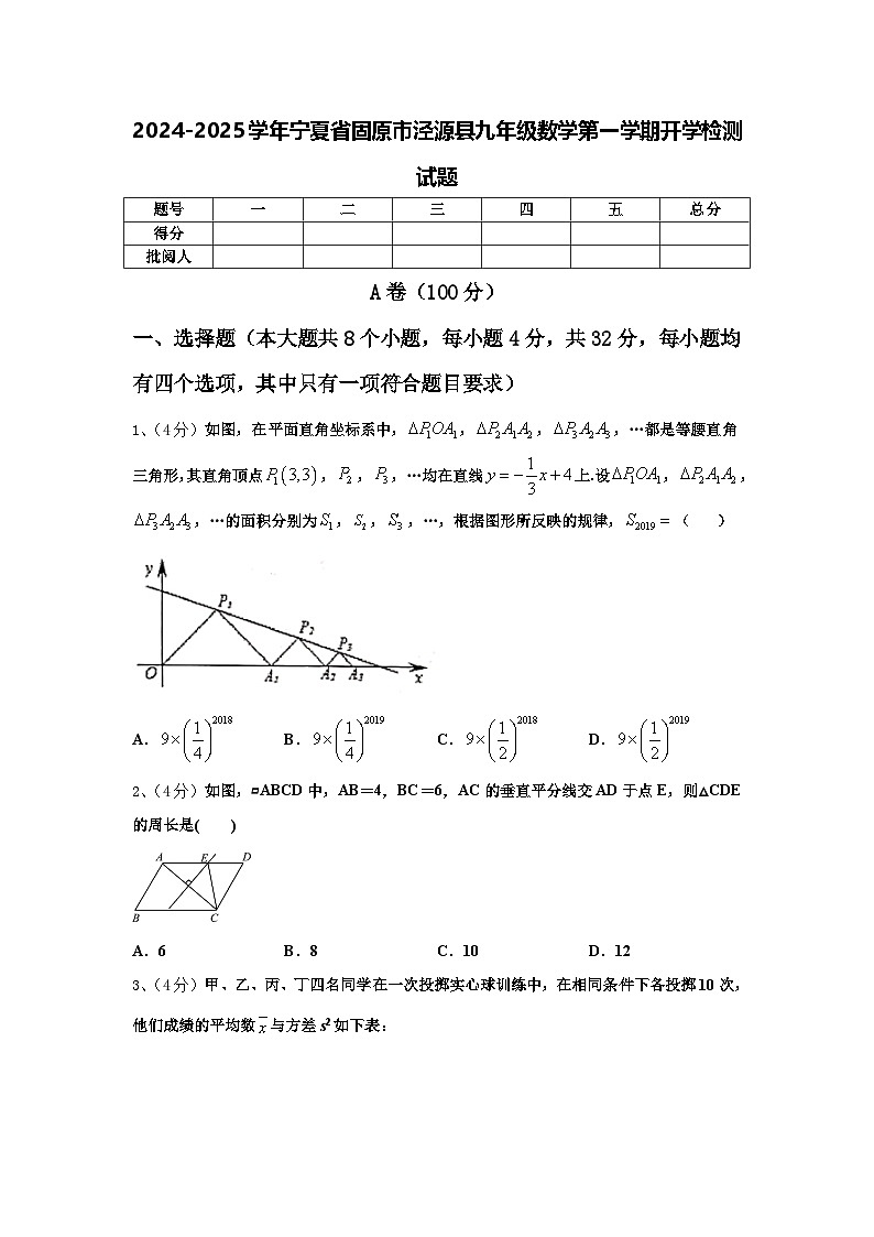 2024-2025学年宁夏省固原市泾源县九年级数学第一学期开学检测试题【含答案】第1页