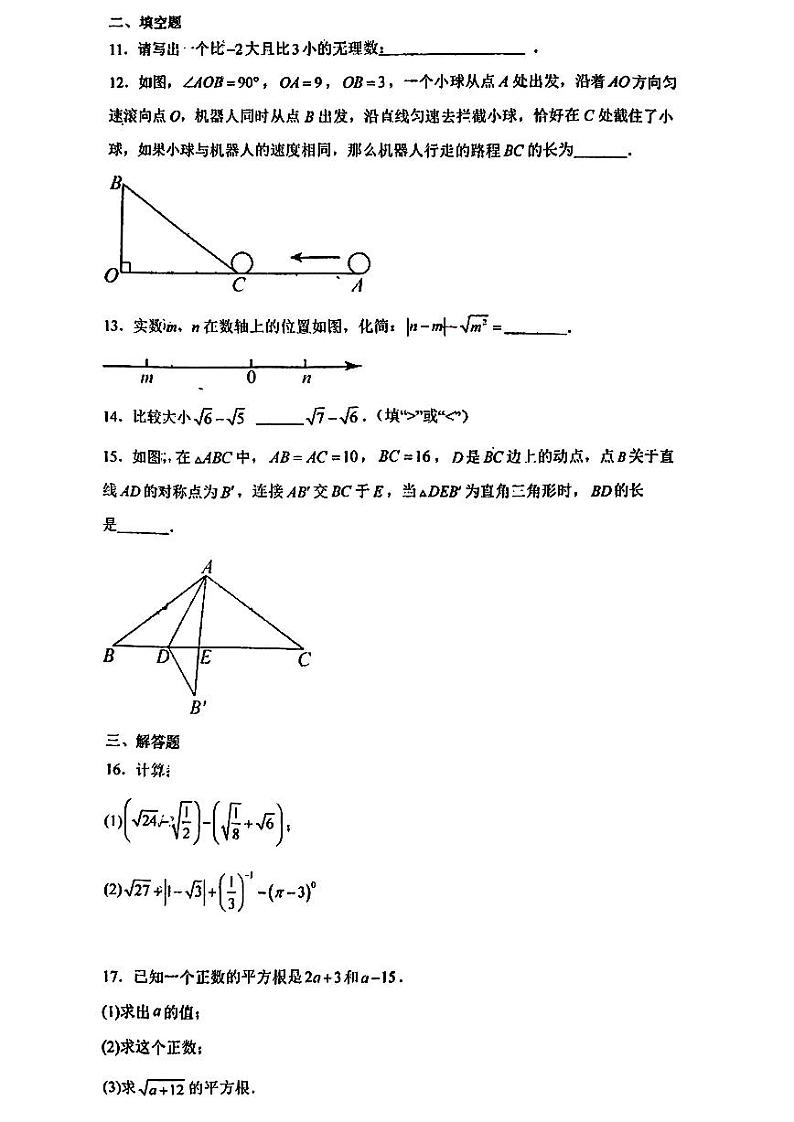 郑州市桐柏一中2023-2024学年八年级上学期第一次月考数学试卷及参考答案第3页
