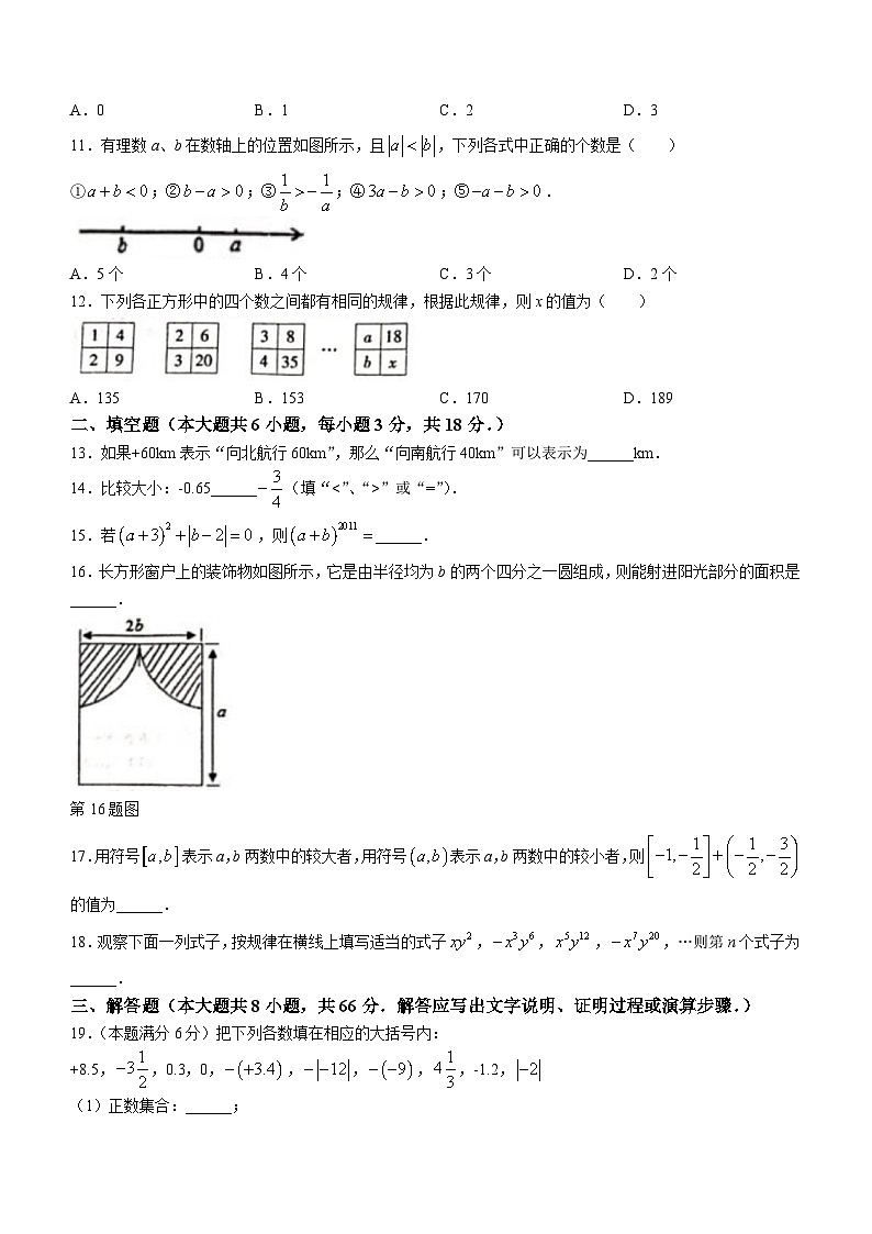 2023-2024学年新疆乌鲁木齐七年级(上)月考数学试卷(10月份)02