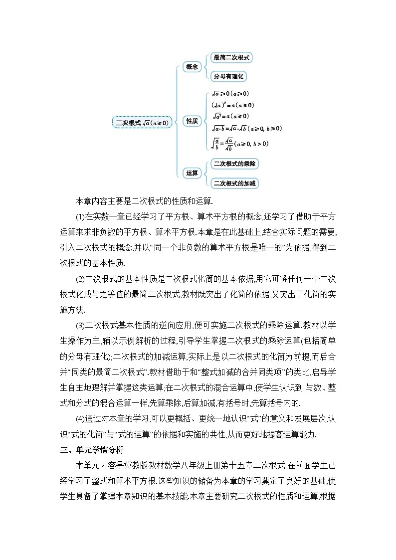 冀教版(2024)八年级数学上册第十五章二次根式单元整体分析教案02