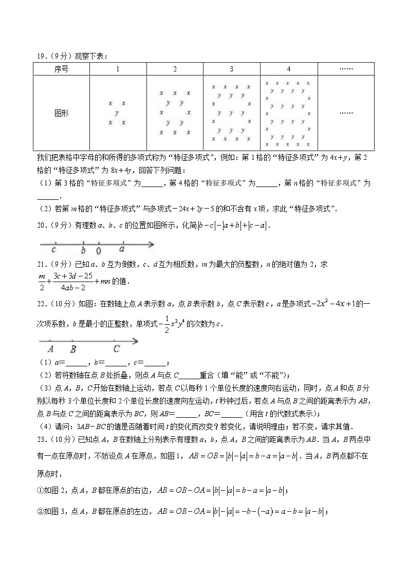 河南省信阳市罗山县2022-2023学年七年级上学期期中质量监测数学试卷(含答案)第3页
