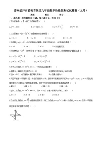 浙江省嘉兴市嘉兴经开实验教育集团2024-2025学年九年级上学期月考数学试题(九月)(无答案)