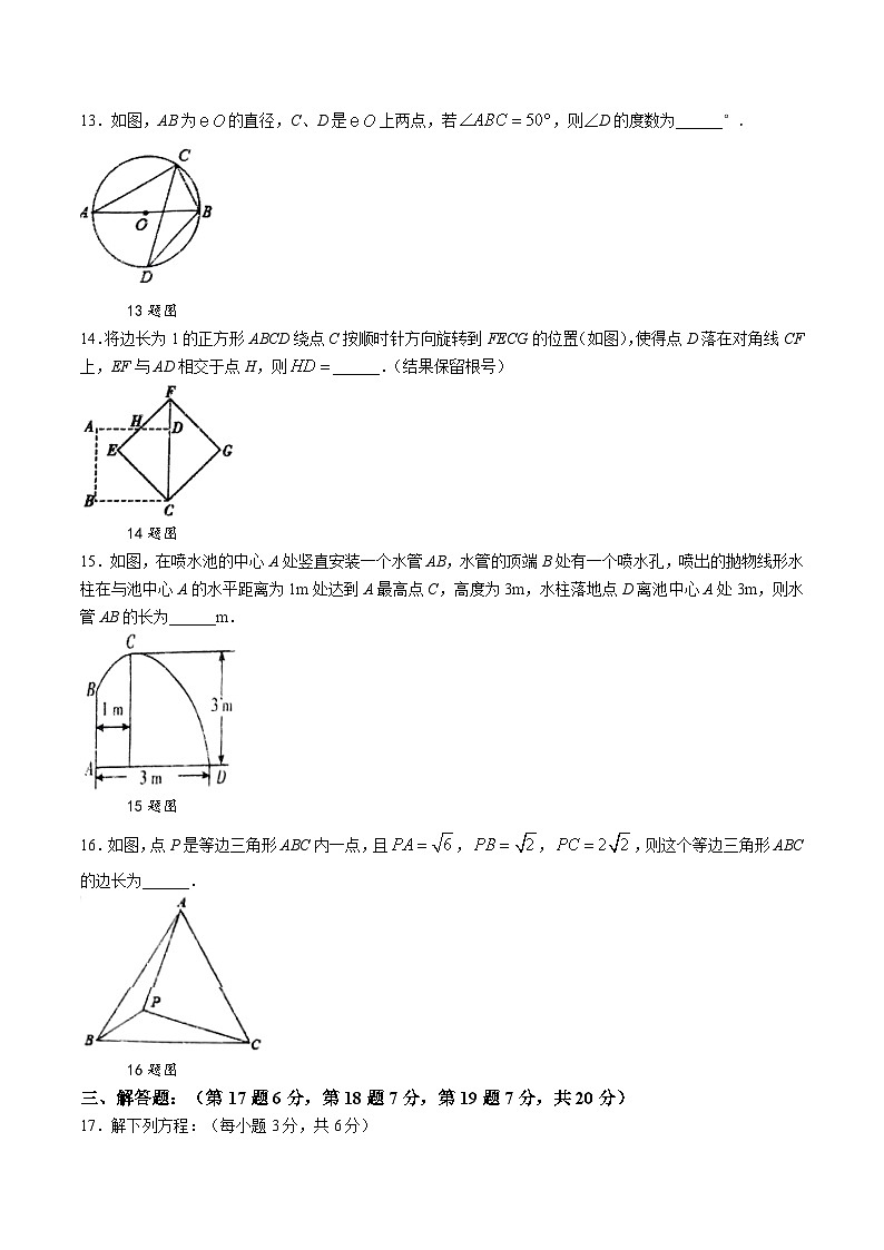 辽宁省铁岭市铁岭县2024届九年级上学期期中考试数学试卷(含答案)第3页