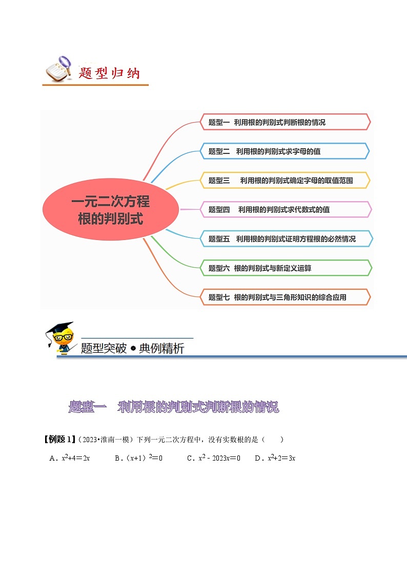 苏科版九年级数学上册同步精讲精练专题1-3一元二次方程根的判别式(原卷版+解析)第2页