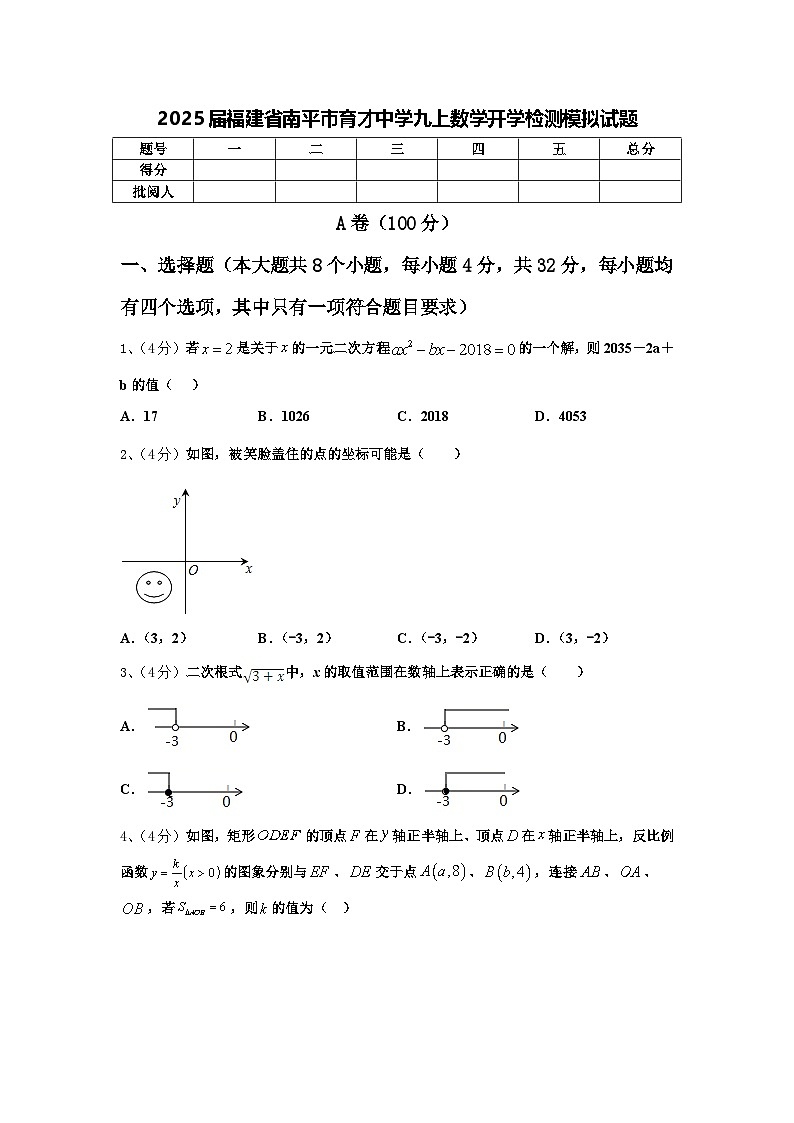 2025届福建省南平市育才中学九上数学开学检测模拟试题【含答案】第1页