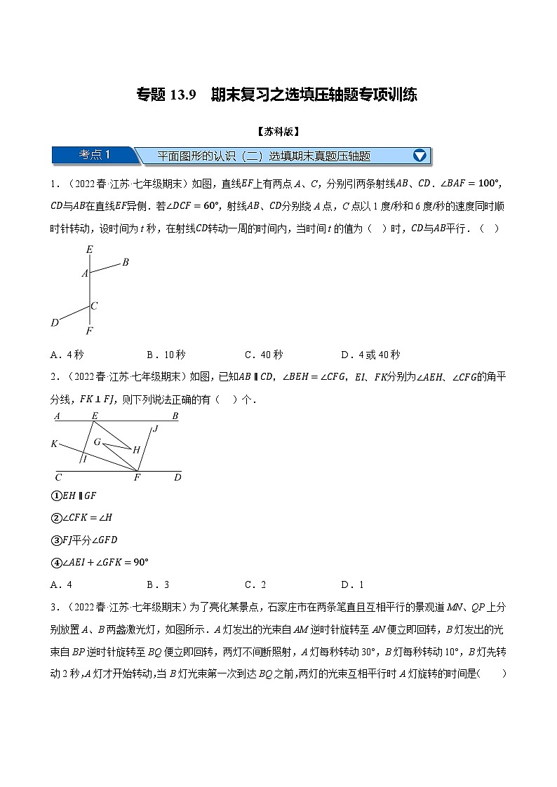 苏科版七年级数学下册举一反三专题13.9期末复习之选填压轴题专项训练(苏科版)特训(原卷版+解析)01