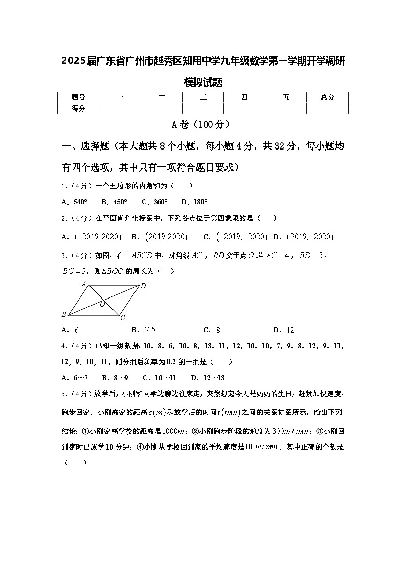2025届广东省广州市越秀区知用中学九年级数学第一学期开学调研模拟试题【含答案】第1页