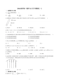 江苏省苏州市苏州中学2024-2025学年七年级上学期10月月考数学模拟试卷+