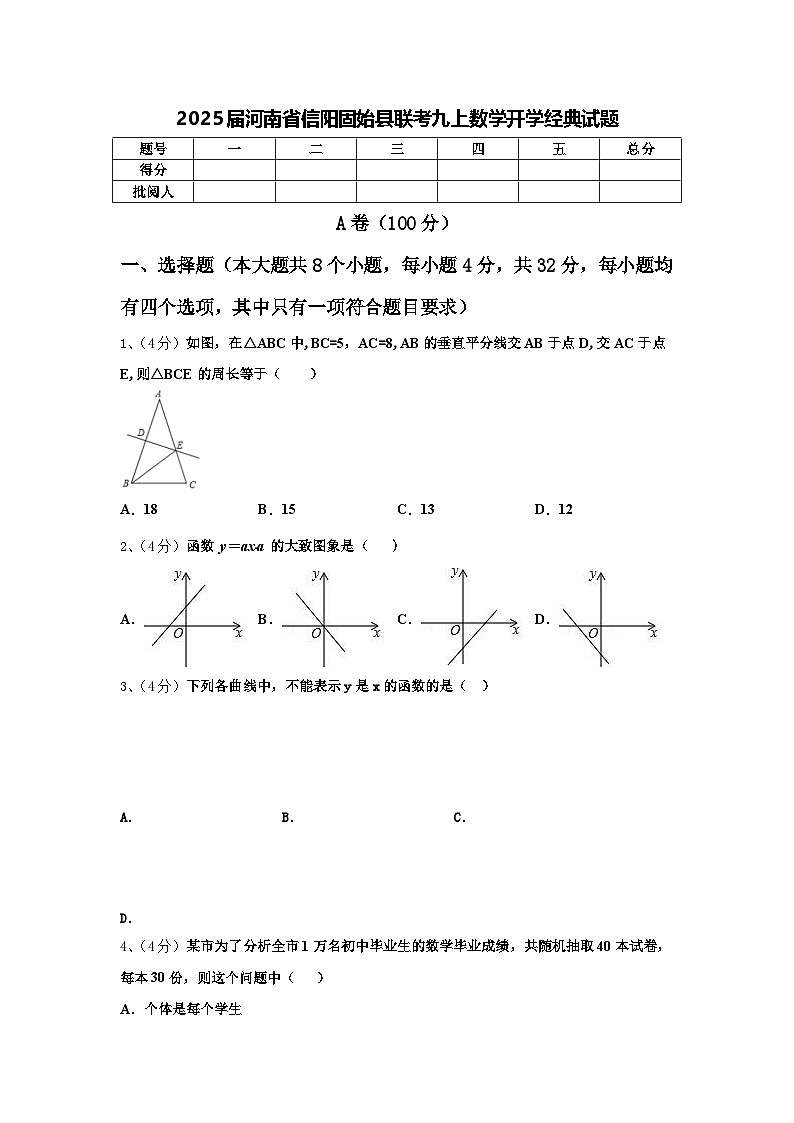 2025届河南省信阳固始县联考九上数学开学经典试题【含答案】第1页