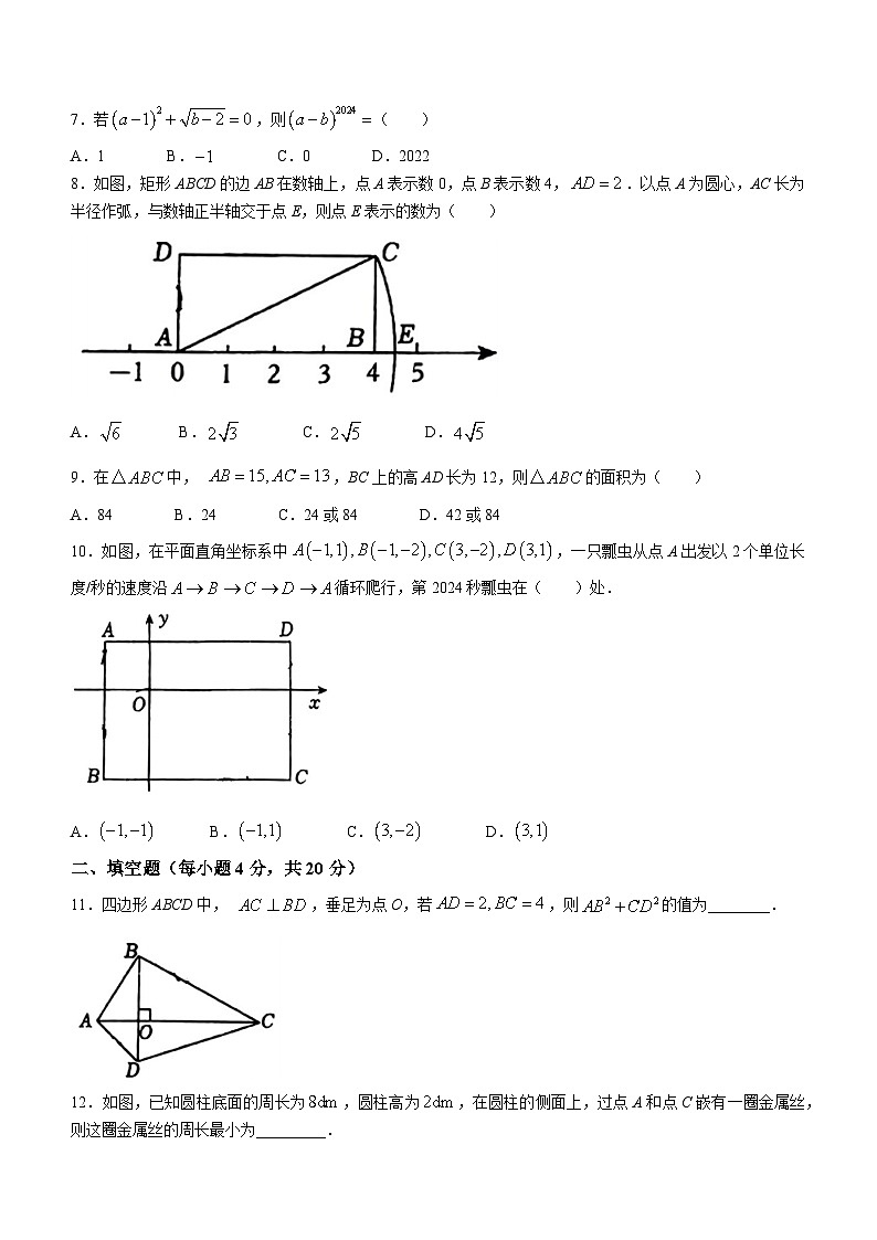 河南省郑州市二七区郑州实验外国语中学2024-2025学年上学期八年级10月月考数学试卷(无答案)02